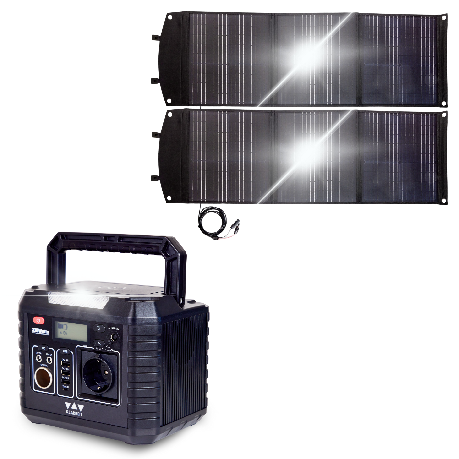 Klarbeit - 1x Portable Power Station / 2x Solar Paneele EP-10