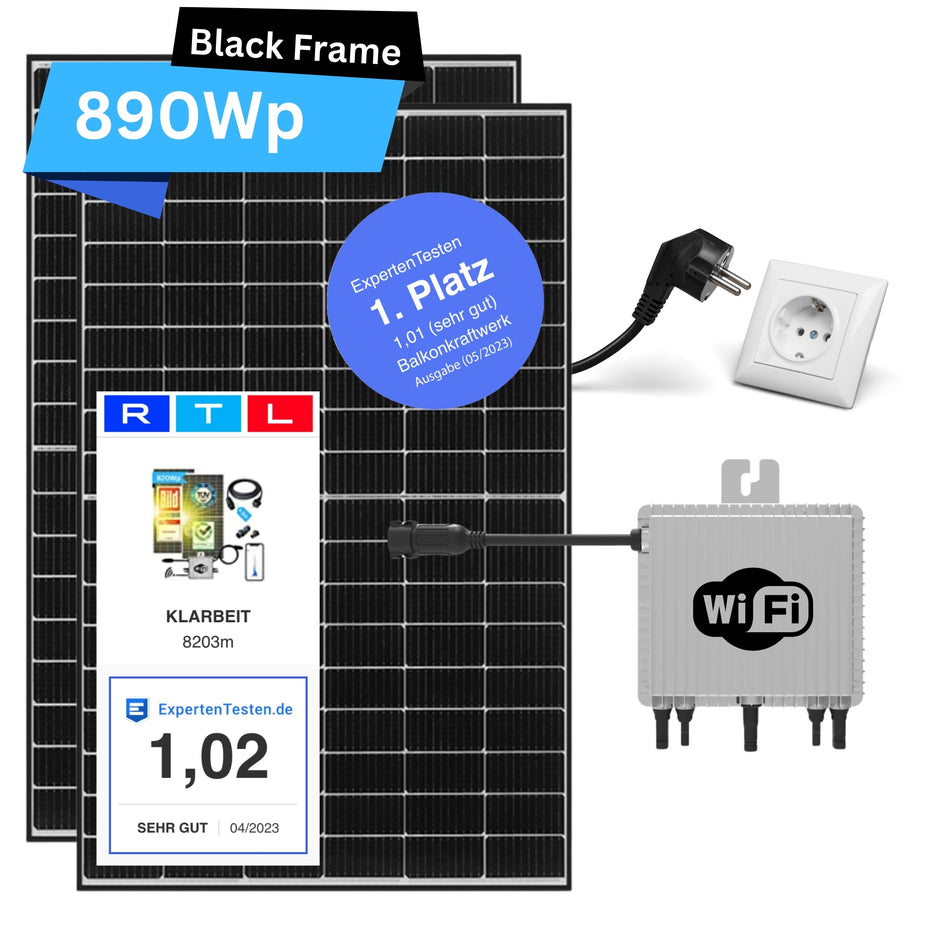 Deye Balkonkraftwerk 800 Watt - Basic (890Wh) Black Frame